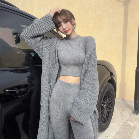 Knitted 3 piece Set Including Coat