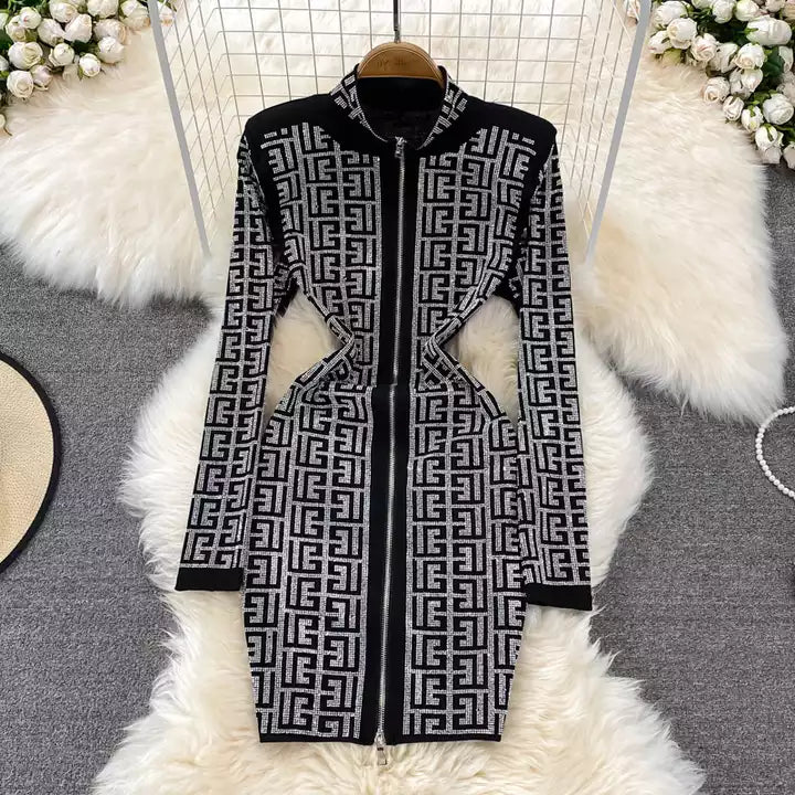 Maze Zipper Styled Winter Dress