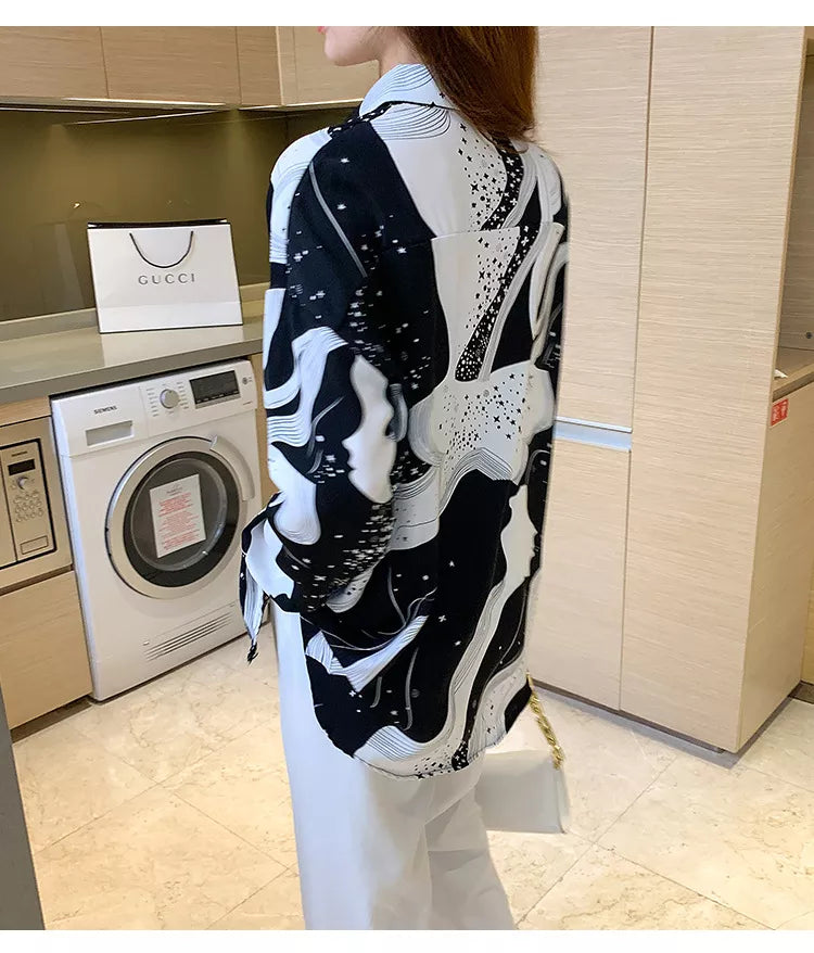 Galaxy Black and White Luxe Printed Shirt