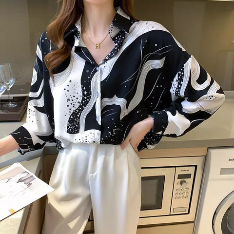 Galaxy Black and White Luxe Printed Shirt